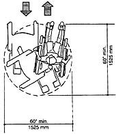plan view of a turning circle with a 60 inch (1525 mm) diameter