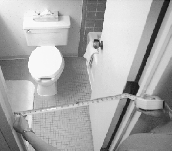 photo - measuring width of bathroom door