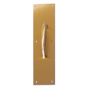 Door pull mounted on push plate