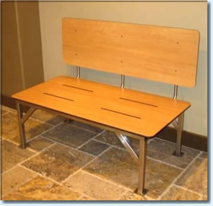 Dressing bench with fixed back, front view